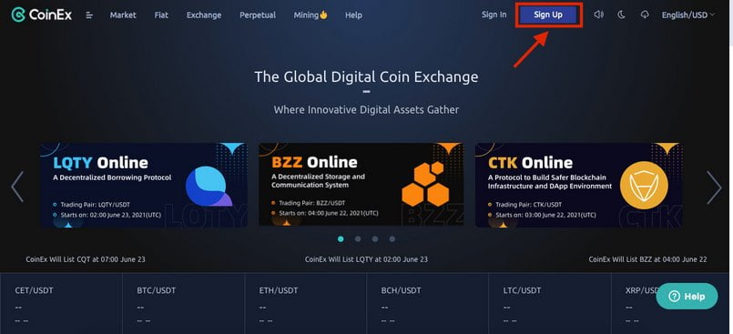 Đăng ký giao dịch tại CoinEx