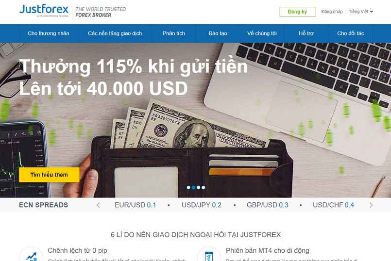 Website chính của JustForex