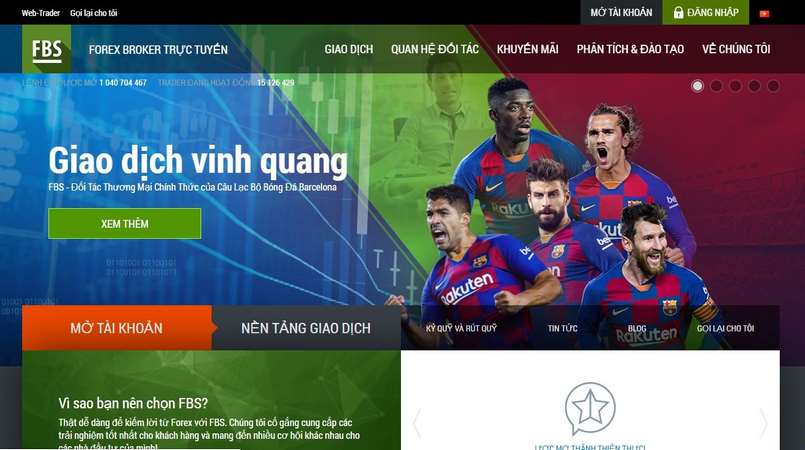 Giao diện website của sàn