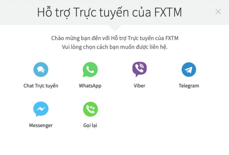 Kênh hỗ trợ trực tuyến tại FXTM