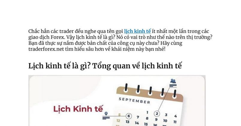 Tìm hiểu về lịch kinh tế