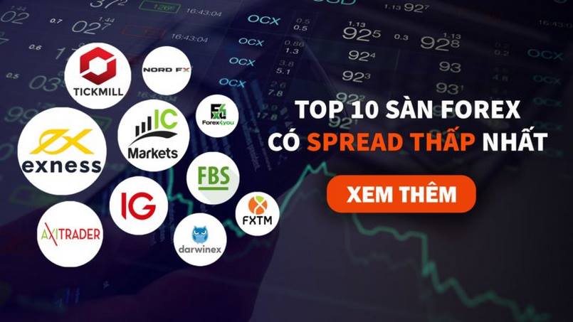 Top 10 sàn Forex có phí spread thấp