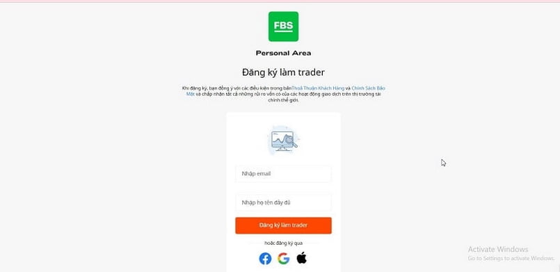 Đăng ký tài khoản sàn FBS