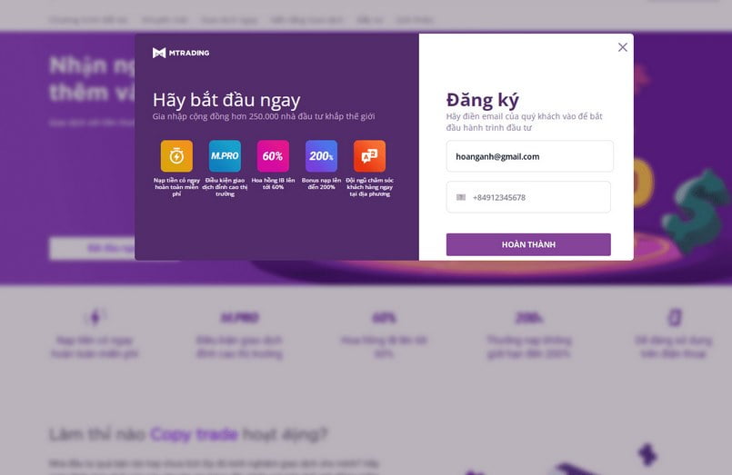 Đăng ký giao dịch với MTrading ngay