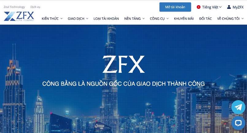 Trang chủ của sàn ZFX